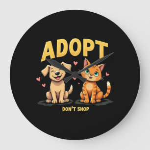 Grande Horloge Ronde Adoptez, Ne Faites Pas D'achats - Sauvetage D'anim