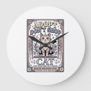 Grande Horloge Ronde Adoptez Ne Pas Acheter Chat Sauvetage Chat Adoptio