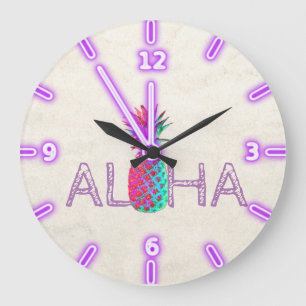 Grande Horloge Ronde Adorable Aloha Hawaiian Pineappy