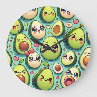 Grande Horloge Ronde Adorable Avocados