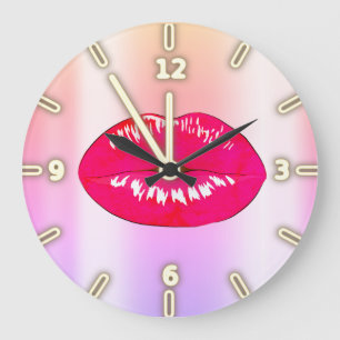 Grande Horloge Ronde Adorable Cool tendance ombre Lips