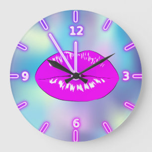 Grande Horloge Ronde Adorable laine holographique Cool branchée Ombre