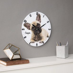 Grande Horloge Ronde Adorable photo personnalisée de chien