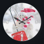 Grande Horloge Ronde Adorable Snowman With Santa Hat<br><div class="desc">This feness snowman with santa . Any girl would love to have this stylish design.If your art still needs to be adjusted, click on the Customize This button. This veut take you to a design area where you can move around and even change fonts !</div>