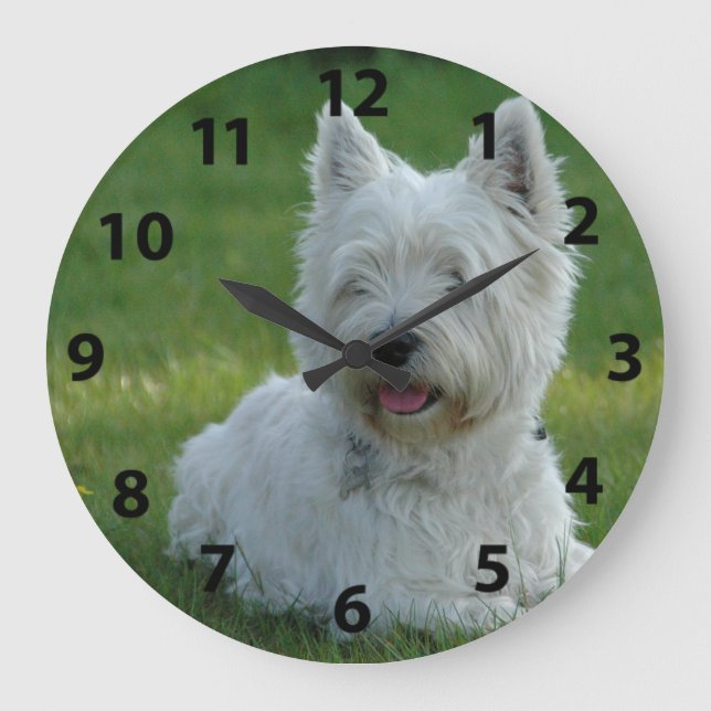 Grande Horloge Ronde Adorable West Highland Terrier (Recto)