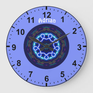 Grande Horloge Ronde ADRIAN Personnalisé ~ Roue spatiale fractale ~ Gra