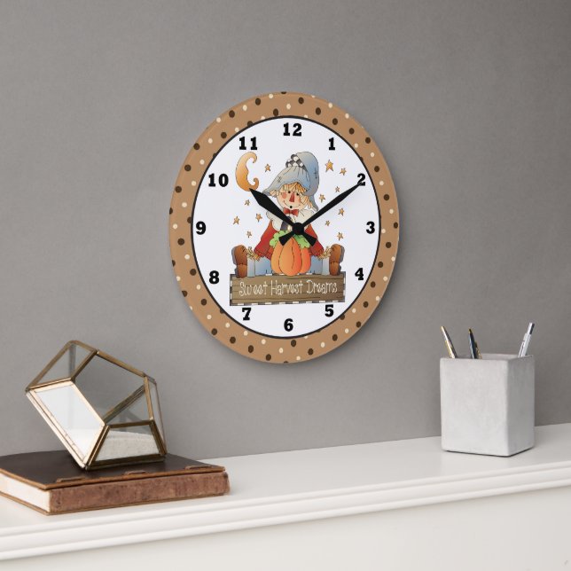 Grande Horloge Ronde Affaire Seasonal Scarecrow wall clock (Bureau)