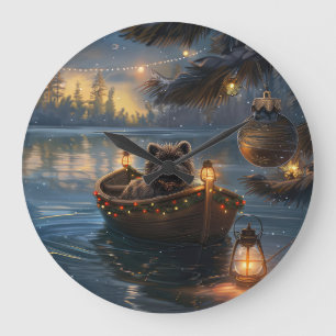 Grande Horloge Ronde Affenpinscher Festive Christmas Voyage