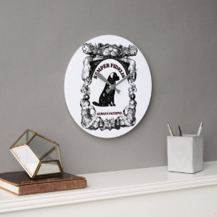 Grande Horloge Ronde Affiche de chien céleste vintage Semper Fidelis