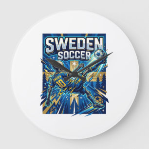 Grande Horloge Ronde Affiche de Nations de Striker de Skeleton de Socce
