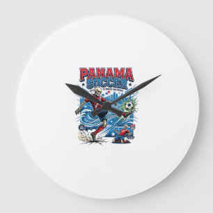 Grande Horloge Ronde Affiche de style squelette de football de Panama N