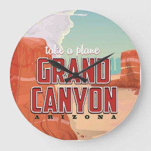Grande Horloge Ronde Affiche de voyage vintage du Grand Canyon