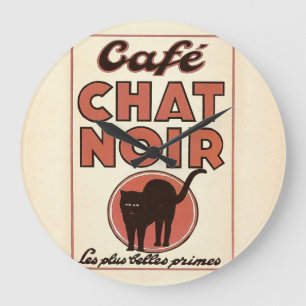 Grande Horloge Ronde Affiche française vintage "conversation de Café