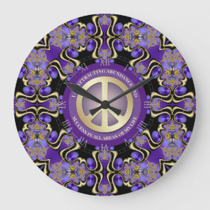 Grande Horloge Ronde Affirmation Purple PEACE Mandala