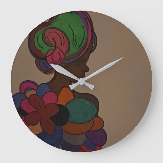 Grande Horloge Ronde African American Fairy Wall Clock (Recto)