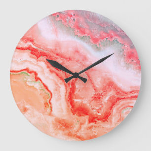 Grande Horloge Ronde Agate minérale de luxe Rose Gold Blush