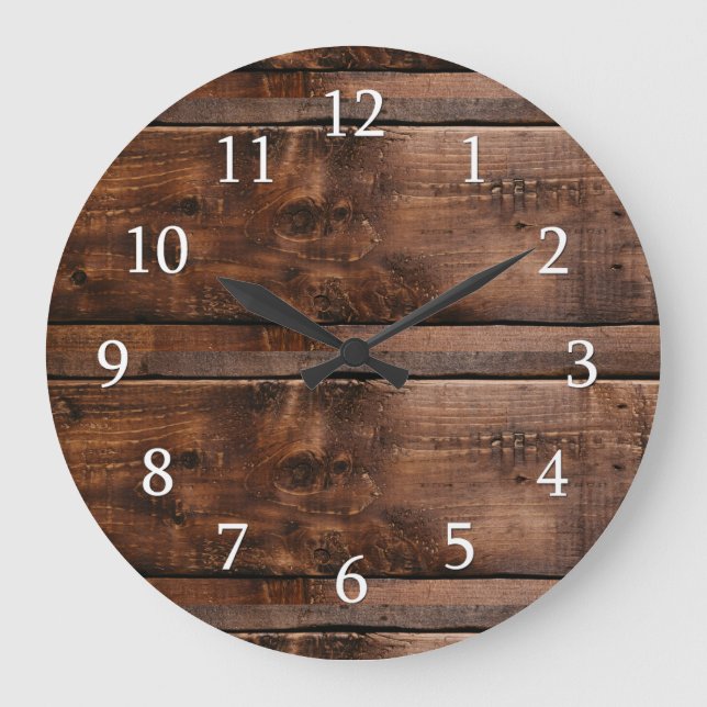 Grande Horloge Ronde Agritourisme rustique Brown en bois récupéré (Recto)