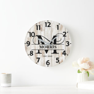 Grande Horloge Ronde Agritourisme rustique M Monogram