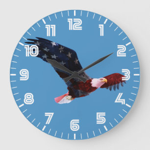 Grande Horloge Ronde Aigle à drapeau américain