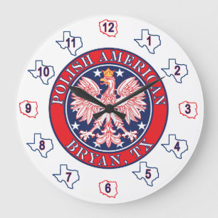 Grande Horloge Ronde Aigle bryan Texas Polonais Américain