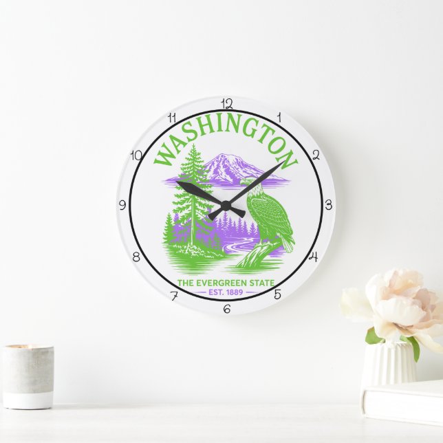 Grande Horloge Ronde Aigle de l'État Evergreen de Washington (Maison)
