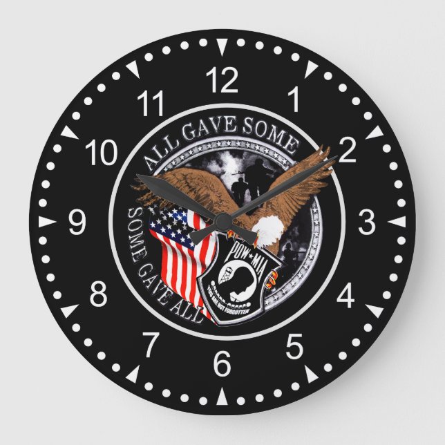 Grande Horloge Ronde Aigle militaire patriotique POW-MIA (Recto)