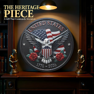 Grande Horloge Ronde Aigle Patriotique États-Unis