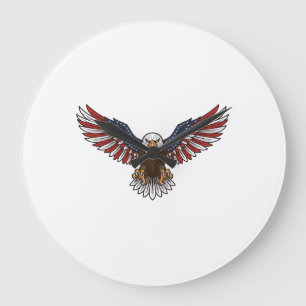 Grande Horloge Ronde Aigle patriotique gravure vintage vecteur concepti