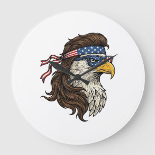 Grande Horloge Ronde Aigle patriotique Mullet Gravure vintage vecteur D