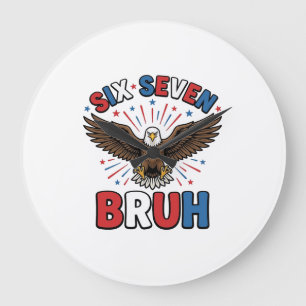 Grande Horloge Ronde Aigle Patriotique Six Sept Bruh Design Vectoriel_1