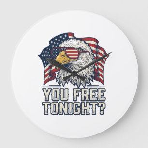 Grande Horloge Ronde Aigle Patriotique Vous Êtes Libre Ce Soir T-Shirt