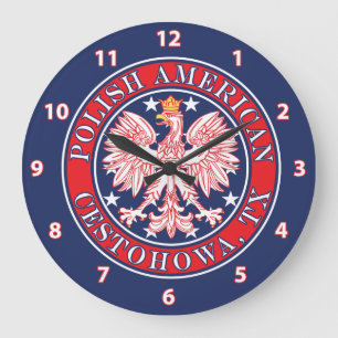 Grande Horloge Ronde Aigle polonaise américaine Cestohowa Texas