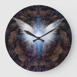 Grande Horloge Ronde Ailes brillantes et aura