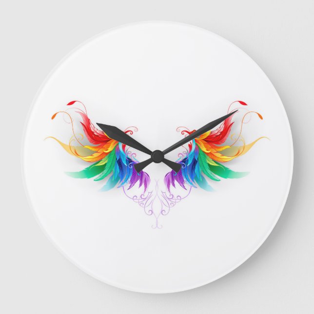 Grande Horloge Ronde Ailes fluffy arc-en-ciel (Recto)
