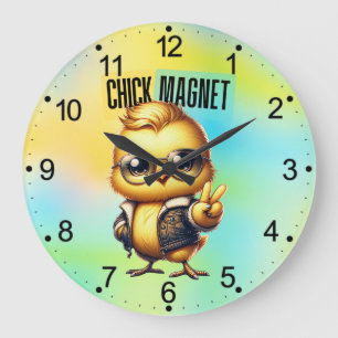 Grande Horloge Ronde Aimant Poussin Mignon Drôle de Pâques