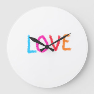Grande Horloge Ronde Aimer fierté arc en ciel aquarelle LGBTQ Juin mode