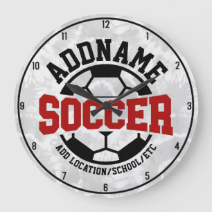 Grande Horloge Ronde AJOUT PERSONNALISÉ NOM Joueur de football Cravate-