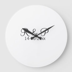 Grande Horloge Ronde Ajouter monogramme du nom du couple ajouter date a