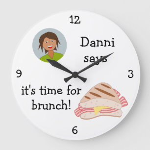 Grande Horloge Ronde Ajoutez votre photo : 'Time for Brunch'