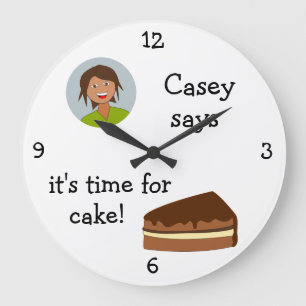 Grande Horloge Ronde Ajoutez votre photo : 'Time for Cake'