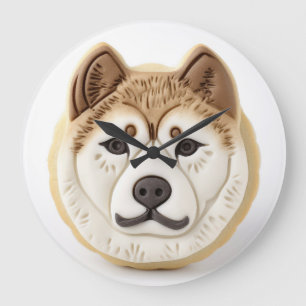 Grande Horloge Ronde Akita Chien 3D Inspiré