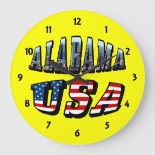 Grande Horloge Ronde Alabama Photo et USA Flag Font