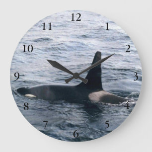 Grande Horloge Ronde Alaska Orca Whale Ocean Photo Conçu
