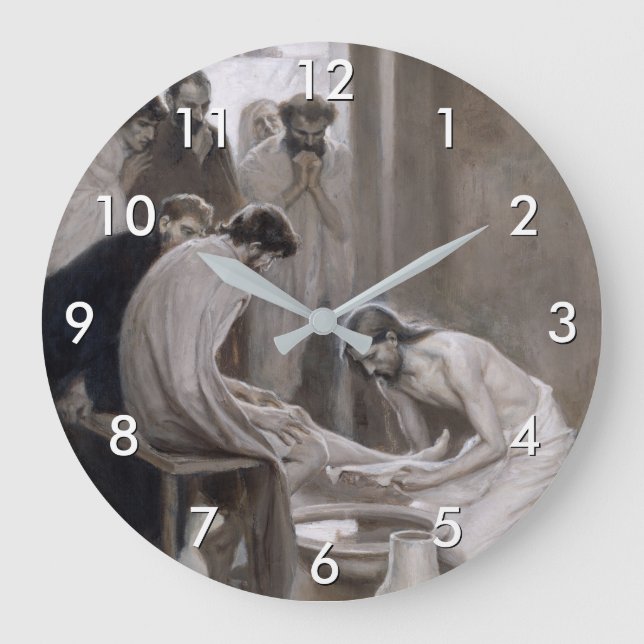 Grande Horloge Ronde Albert Edelfeel - Jésus Laver les pieds des discip (Recto)