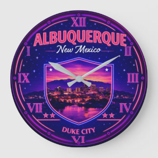 Grande Horloge Ronde Albuquerque New Mexico Neon Skyline Duke City