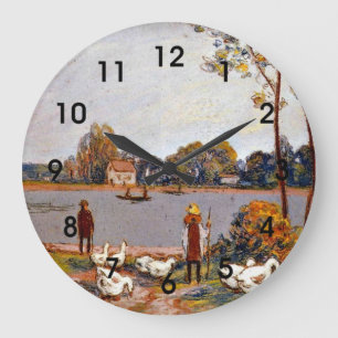 Grande Horloge Ronde Alfred Sisley art : Au bord de la rivière Loing