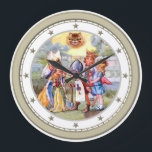 Grande Horloge Ronde Alice à Wonderland et Friends<br><div class="desc">Alice à Wonderland and Friends including the Queen and King of Hearts,  the Cheshire Cat and the Executioner.</div>