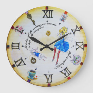 Grande Horloge Ronde Alice à Wonderland mad contraclockwise