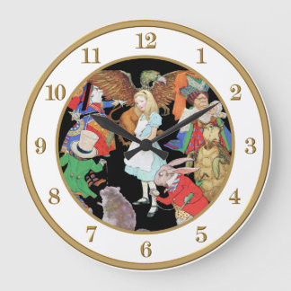 Grande Horloge Ronde Alice au pays des merveilles et amis.