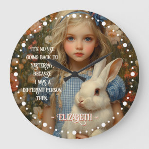 Grande Horloge Ronde Alice au pays des merveilles Lapin Blanc Vintage